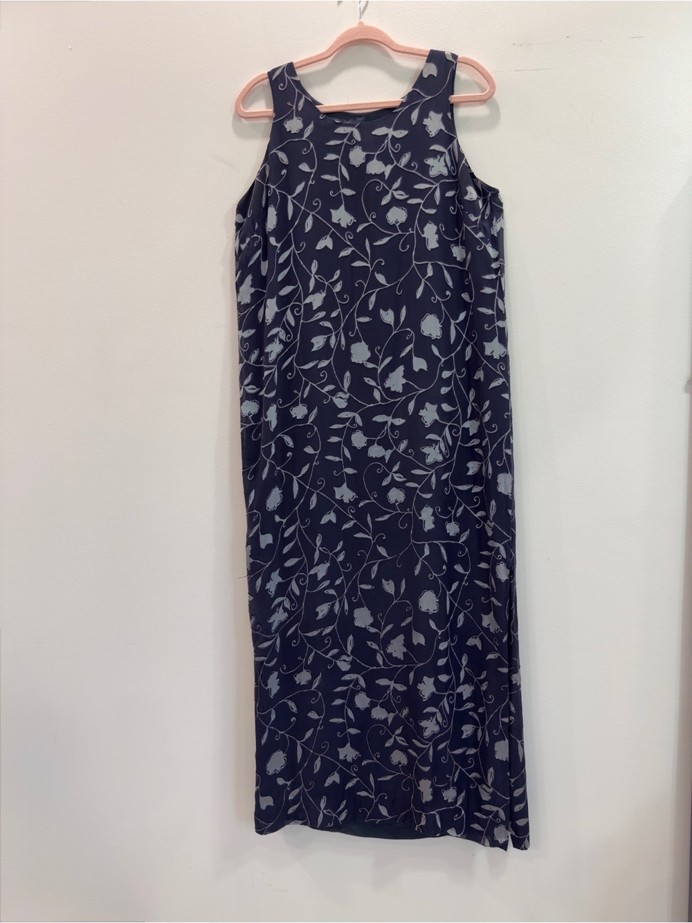 Vintage 90s Jones New York Devoré Silk-Blend Botanical Column Maxi Dress Size 12